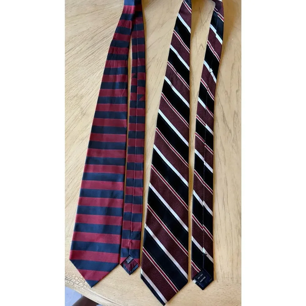 2 VTG striped Ties Jos A Bank ITALY Ivy League Academia Classic business Preppy